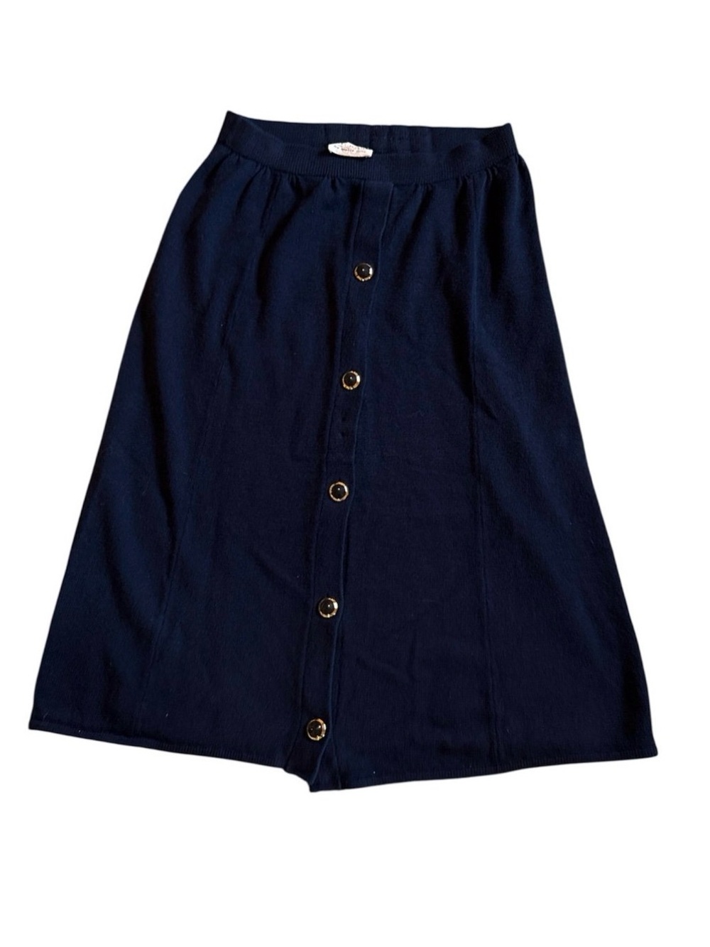 St John Navy Blue Knit Skirt with Buttons size 14